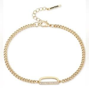 D Initial Cubic Zirconia Unwritten Crystal Bracelet in Gold Plate NWT